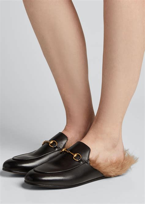 gucci patent leather mules fur outfit